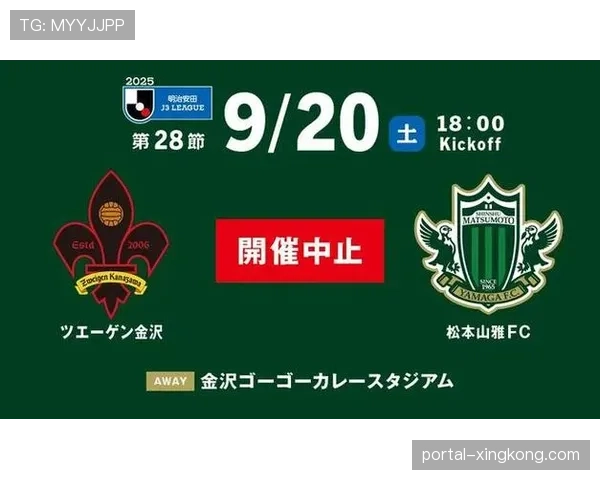 金泽共进对松本山雅因雷电天气推迟举行比赛